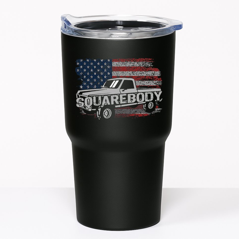 Vintage American Flag Squarebody - Square Body Truck Lover Tumbler