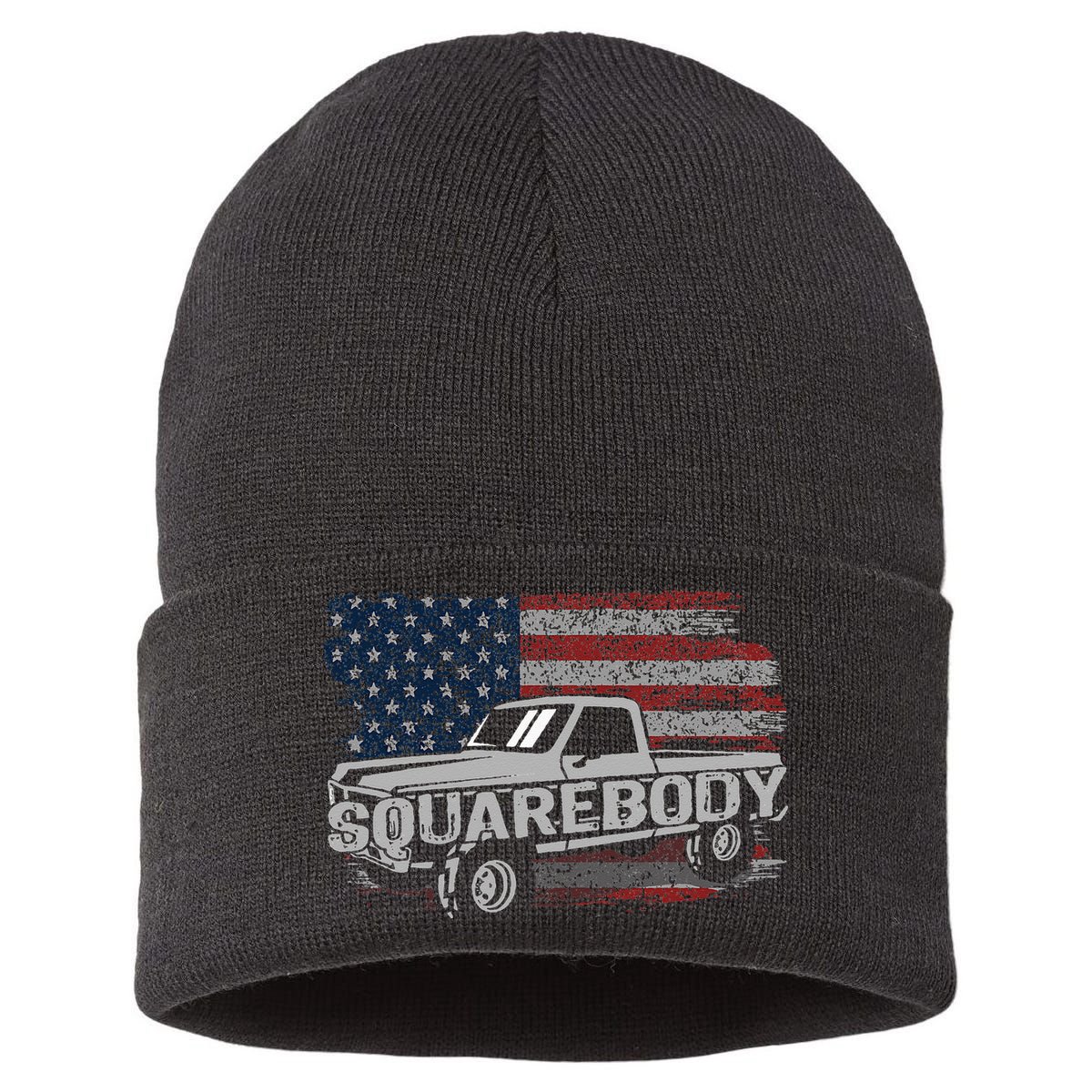 Vintage American Flag Squarebody - Square Body Truck Lover Sustainable Knit Beanie