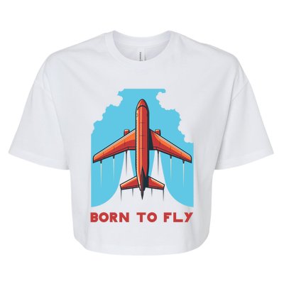 Vintage Airplane Flying Through Clouds Born To Fly Aviation Funny Gift Bella+Canvas Jersey Crop Tee