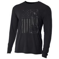 Vintage American Flag Piston Funny Muscle Car Mechanic Gift Cooling Performance Long Sleeve Crew