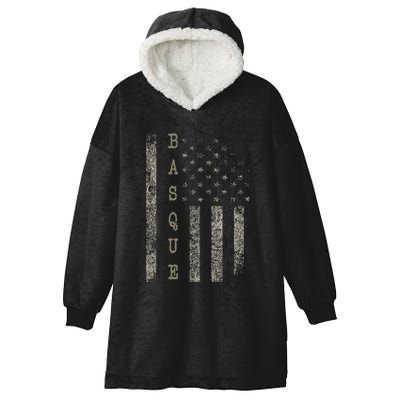 Vintage American Flag Basque Pride Hooded Wearable Blanket