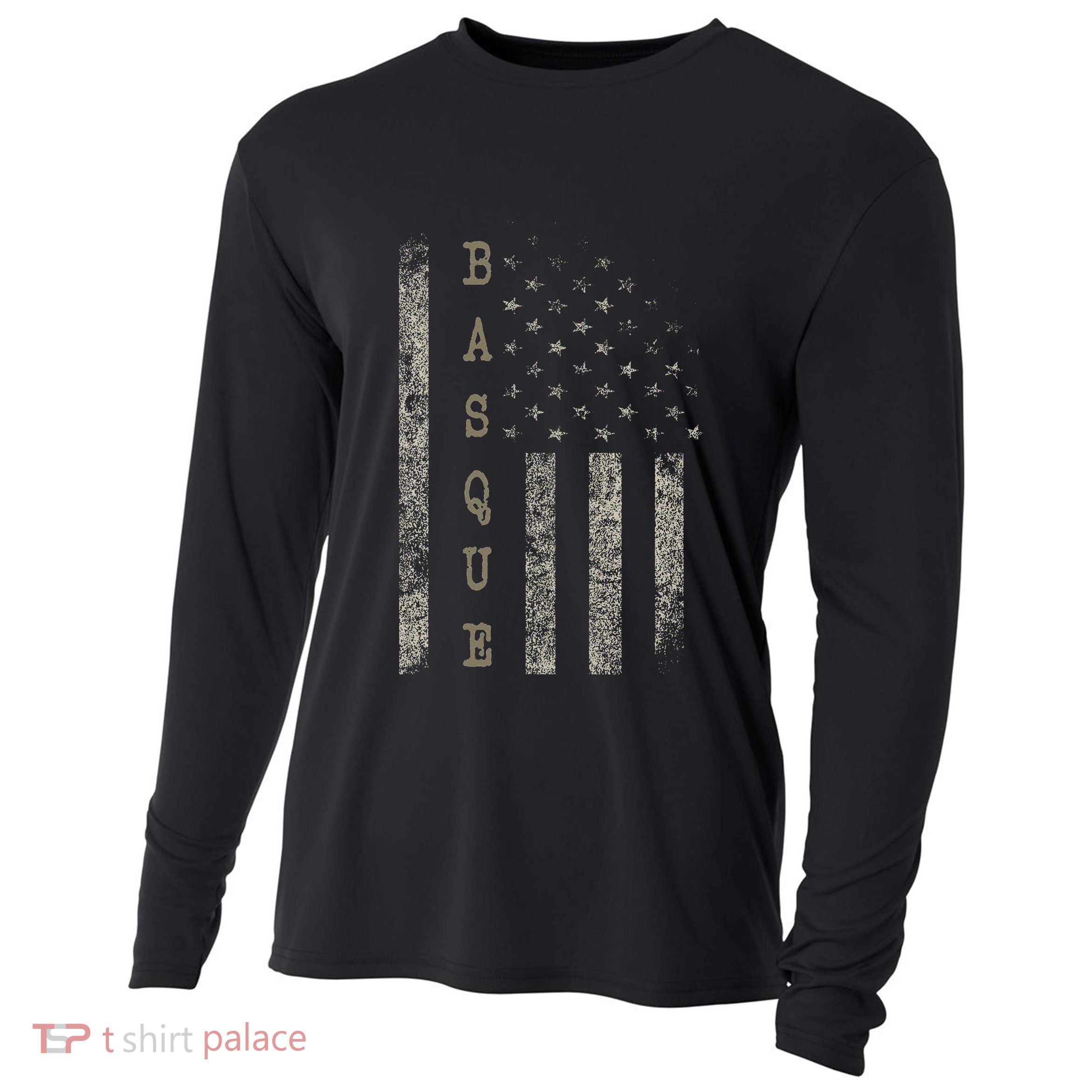Vintage American Flag Basque Pride Cooling Performance Long Sleeve Crew