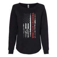 Vintage American Flag Wrestling Grandma Wrestler Womens California Wash Sweatshirt