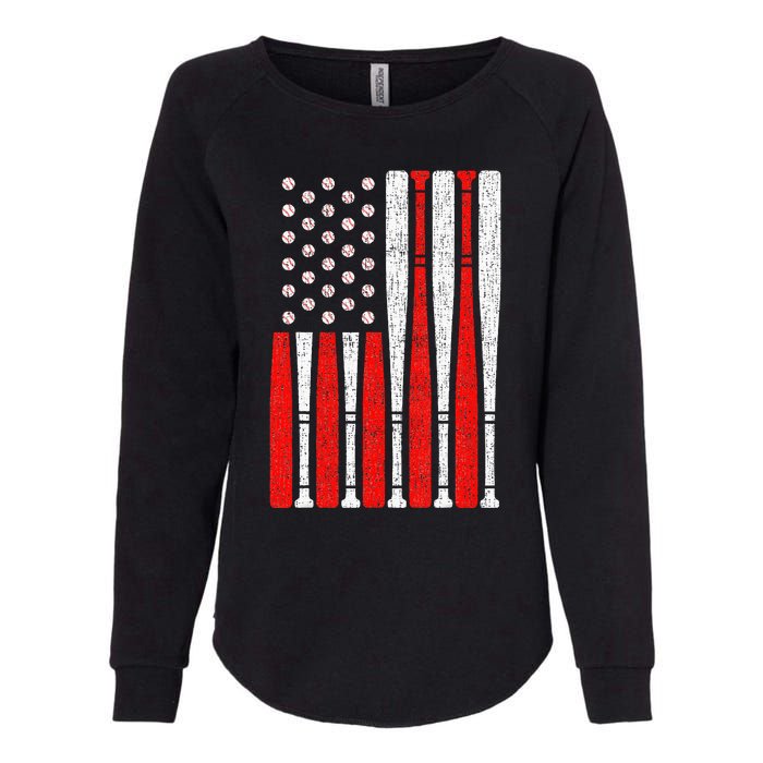 Vintage American Flag Baseball Dad Men Boy Kids 4th Of July Womens California Wash Sweatshirt