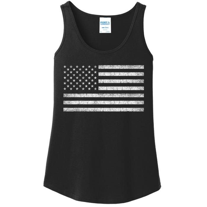 Vintage American Flag Usa Patriotic Graphic Ladies Essential Tank