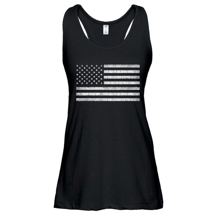 Vintage American Flag Usa Patriotic Graphic Ladies Essential Flowy Tank