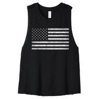 Vintage American Flag Usa Patriotic Graphic Women's Racerback Cropped Tank