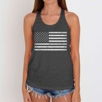 Vintage American Flag Usa Patriotic Graphic Women's Knotted Racerback Tank