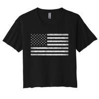 Vintage American Flag Usa Patriotic Graphic Women's Crop Top Tee