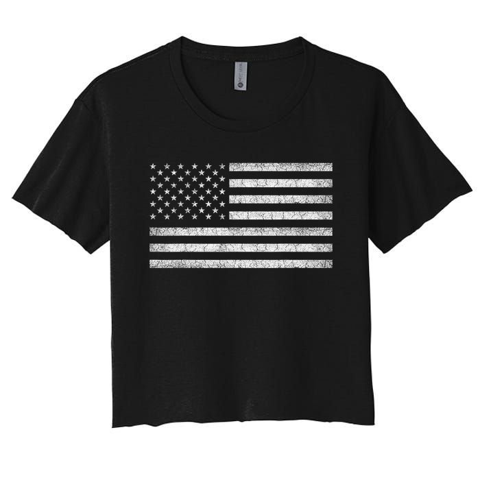 Vintage American Flag Usa Patriotic Graphic Women's Crop Top Tee