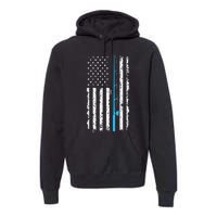 Vintage American Flag Fishing Rod Premium Hoodie