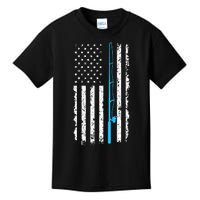 Vintage American Flag Fishing Rod Kids T-Shirt