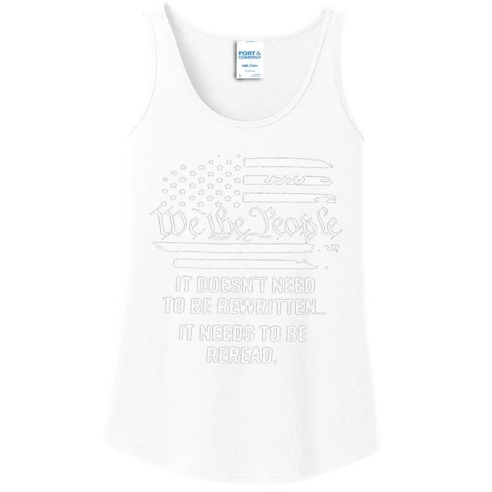 Vintage American Flag It Needs To Be Reread We The People Ladies Essential Tank