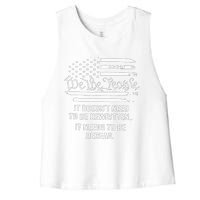 Vintage American Flag It Needs To Be Reread We The People Women's Racerback Cropped Tank