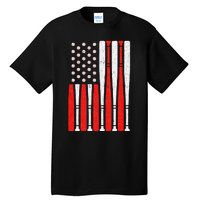 Vintage American Flag Baseball Dad 4th of July Tall T-Shirt