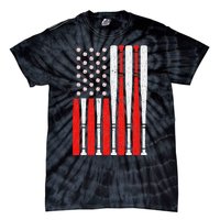 Vintage American Flag Baseball Dad 4th of July Tie-Dye T-Shirt