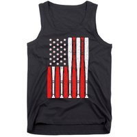 Vintage American Flag Baseball Dad 4th of July Tank Top