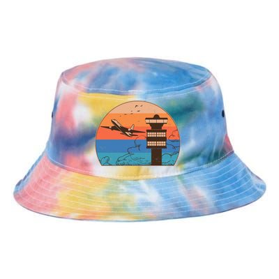 Vintage Airplane Flight Controller Tower Tie Dye Newport Bucket Hat