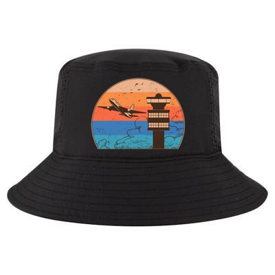 Vintage Airplane Flight Controller Tower Cool Comfort Performance Bucket Hat