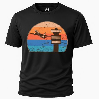 Vintage Airplane Flight Controller Tower Performance Shirt