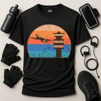 Vintage Airplane Flight Controller Tower Cooling Performance Crew T-Shirt