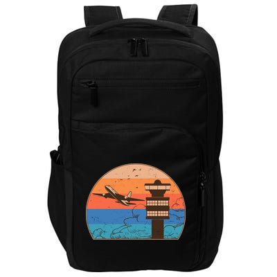 Vintage Airplane Flight Controller Tower Impact Tech Backpack