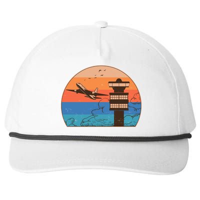 Vintage Airplane Flight Controller Tower Snapback Five-Panel Rope Hat