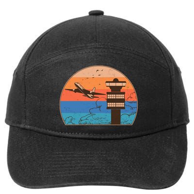 Vintage Airplane Flight Controller Tower 7-Panel Snapback Hat
