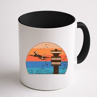 Vintage Airplane Flight Controller Tower Mug