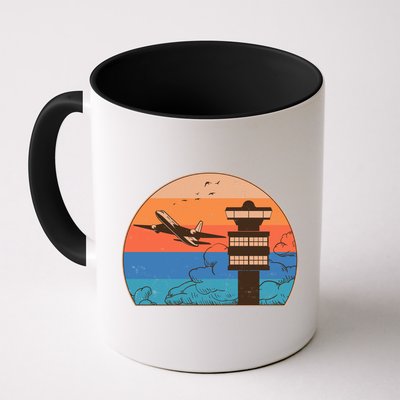 Vintage Airplane Flight Controller Tower Mug
