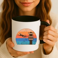 Vintage Airplane Flight Controller Tower Mug