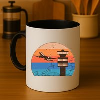 Vintage Airplane Flight Controller Tower Mug
