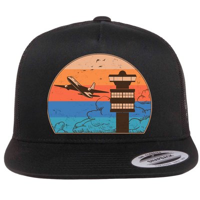 Vintage Airplane Flight Controller Tower Flatbill Hat