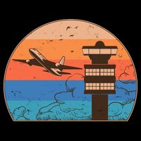 Vintage Airplane Flight Controller Tower Polo