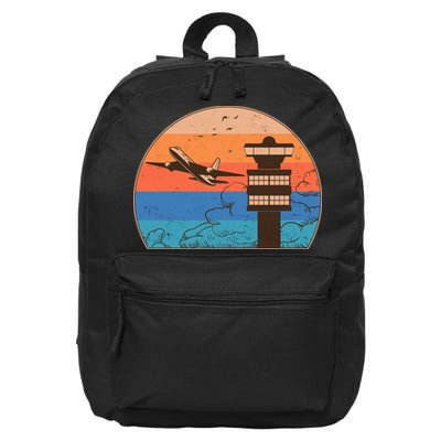 Vintage Airplane Flight Controller Tower 16 in Basic Backpack