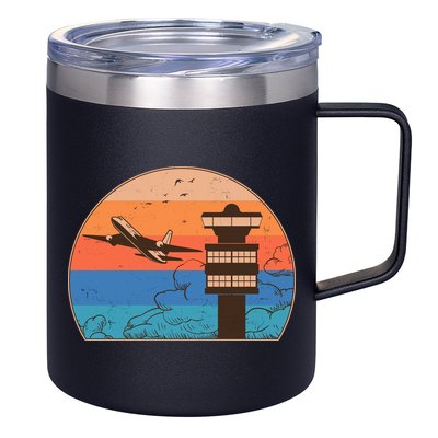 Vintage Airplane Flight Controller Tower 12oz Stainless Steel Coffee Mug