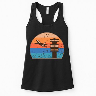 Vintage Airplane Flight Controller Tower Womens Tank Top