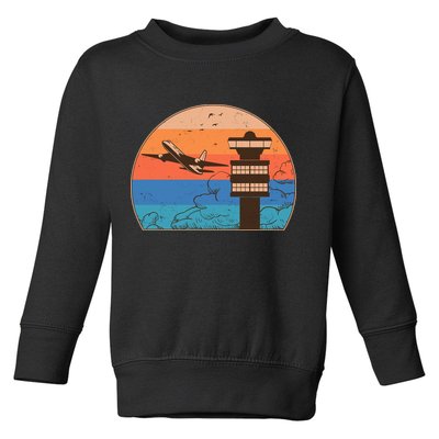 Vintage Airplane Flight Controller Tower Toddler Sweatshirt