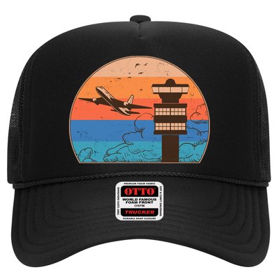 Vintage Airplane Flight Controller Tower Trucker Hat
