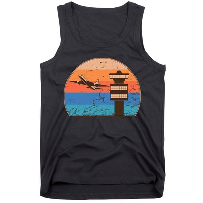 Vintage Airplane Flight Controller Tower Tank Top
