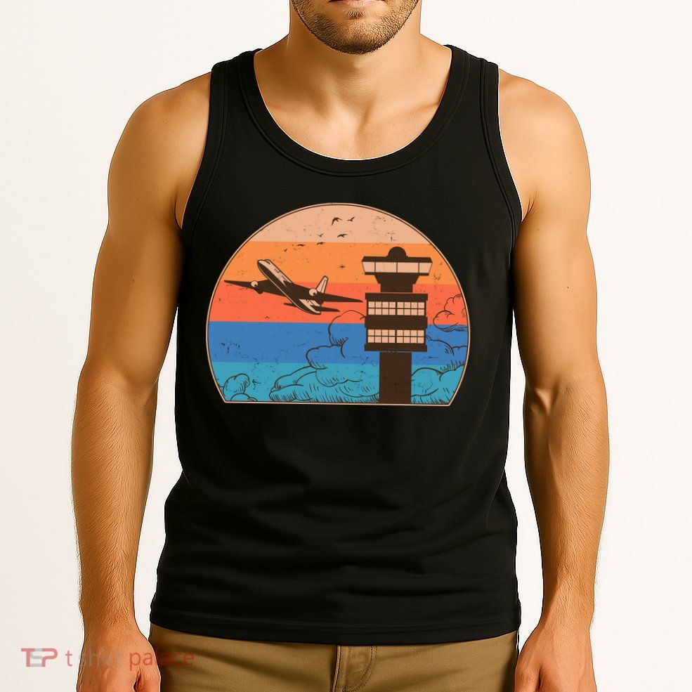 Vintage Airplane Flight Controller Tower Tank Top