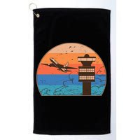 Vintage Airplane Flight Controller Tower Golf Towel