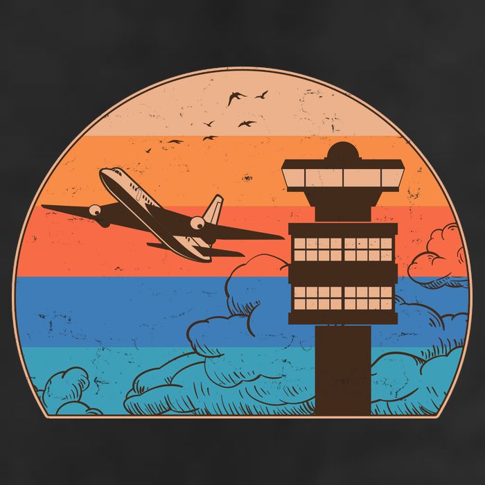 Vintage Airplane Flight Controller Tower Golf Towel
