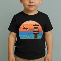Vintage Airplane Flight Controller Tower Toddler T-Shirt