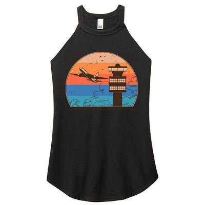 Vintage Airplane Flight Controller Tower Women's Perfect Tri Rocker Tank