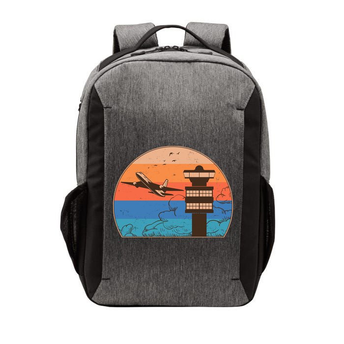Vintage Airplane Flight Controller Tower Vector Backpack
