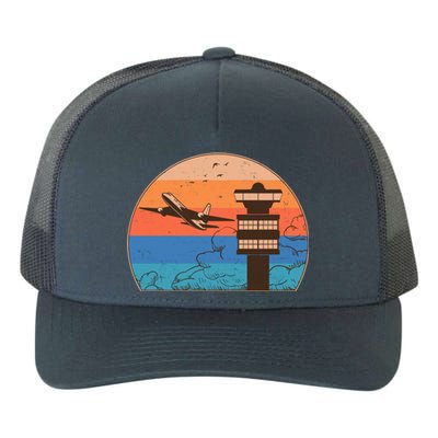 Vintage Airplane Flight Controller Tower Yupoong Adult 5-Panel Trucker Hat