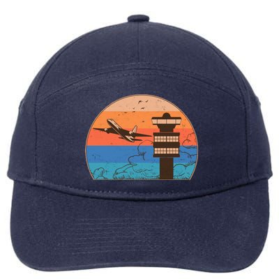 Vintage Airplane Flight Controller Tower 7-Panel Snapback Hat