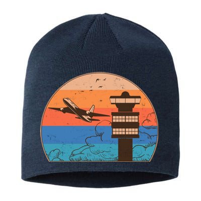 Vintage Airplane Flight Controller Tower Sustainable Beanie