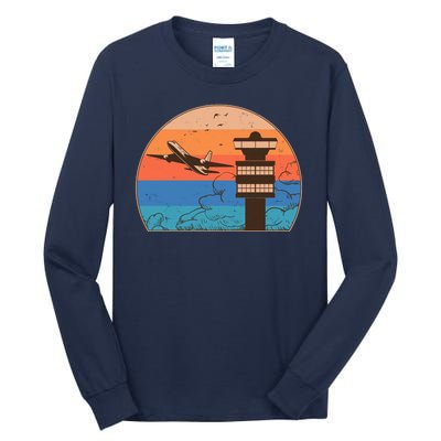 Vintage Airplane Flight Controller Tower Tall Long Sleeve T-Shirt